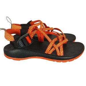 Chaco Z Cloud Womens Sandals Orange Yellow Chevron Double Strap‎ Hiking Size 8
